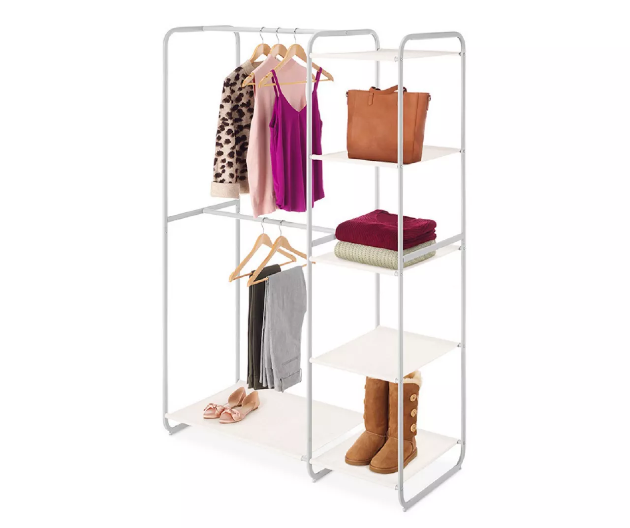 White Double-Rod Open Closet 1 White Double-Rod Open Closet