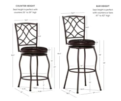 Pike Brown 3-Piece Upholstered Adjustable Swivel Stool Set -Home Furnishing Store 810543038 D8 12