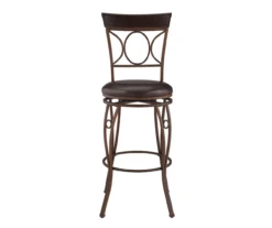 Memphis Black Metal & Brown Faux Leather Circle Back Bar Stool -Home Furnishing Store 810543052 A0 2