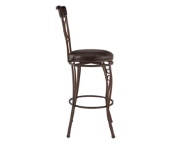 Memphis Black Metal & Brown Faux Leather Circle Back Bar Stool -Home Furnishing Store 810543052 A1 3