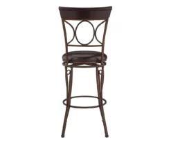 Memphis Black Metal & Brown Faux Leather Circle Back Bar Stool -Home Furnishing Store 810543052 A2 5