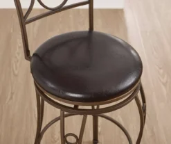 Memphis Black Metal & Brown Faux Leather Circle Back Bar Stool -Home Furnishing Store 810543052 A8 10