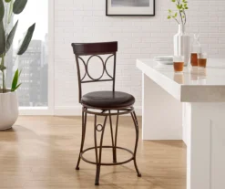 Memphis Black Metal & Brown Faux Leather Circle Back Counter Stool -Home Furnishing Store 810543053 A0 8