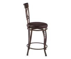 Memphis Black Metal & Brown Faux Leather Circle Back Counter Stool -Home Furnishing Store 810543053 A1 3