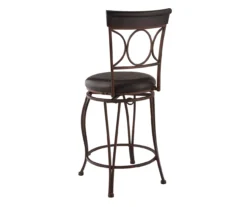 Memphis Black Metal & Brown Faux Leather Circle Back Counter Stool -Home Furnishing Store 810543053 A2 4