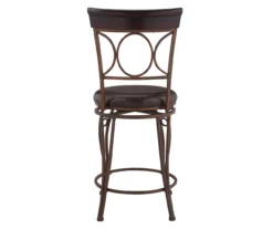 Memphis Black Metal & Brown Faux Leather Circle Back Counter Stool -Home Furnishing Store 810543053 A2 5