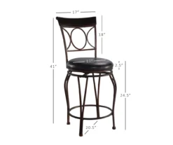 Memphis Black Metal & Brown Faux Leather Circle Back Counter Stool -Home Furnishing Store 810543053 D8 11