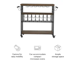 Patrick 2-Tier Wood & Metal Wine Cart -Home Furnishing Store 810543090 A0 8