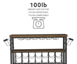 Patrick 2-Tier Wood & Metal Wine Cart -Home Furnishing Store 810543090 A0 9