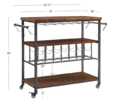 Patrick 2-Tier Wood & Metal Wine Cart -Home Furnishing Store 810543090 D8 12