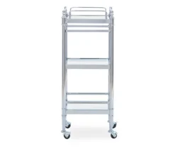 Hawkins Chrome & Glass 3-Shelf Rolling Cart -Home Furnishing Store 810543096 4