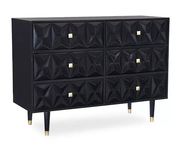 Urban Fresh Black & Gold 6-Drawer Textured Geometric Dresser 2 Urban Fresh Black & Gold 6-Drawer Textured Geometric Dresser - Image 2