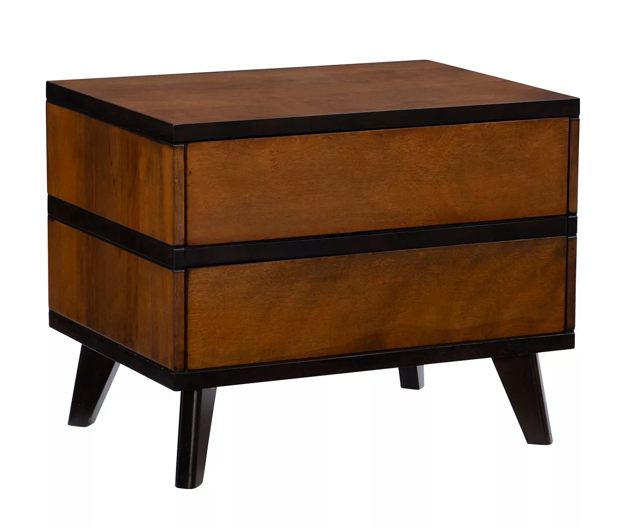 Manhattan Walnut 2-Drawer Mid-Century Wood Nightstand 1 Manhattan Walnut 2-Drawer Mid-Century Wood Nightstand