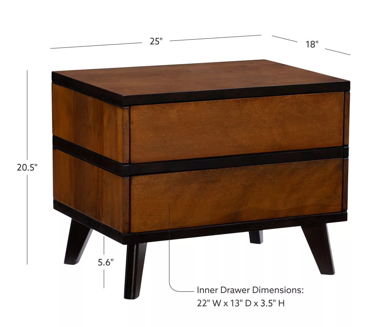 Manhattan Walnut 2-Drawer Mid-Century Wood Nightstand 11 Manhattan Walnut 2-Drawer Mid-Century Wood Nightstand - Image 11