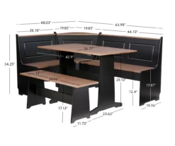 Atrium Black & Pecan 3-Piece Wooden Breakfast Nook Set 22 Atrium Black & Pecan 3-Piece Wooden Breakfast Nook Set -Home Furnishing Store 810543121 A7