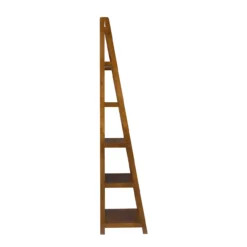 Presley Walnut 5-Shelf Ladder Bookcase -Home Furnishing Store 810543154 3