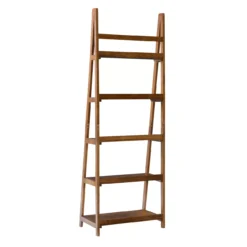 Presley Walnut 5-Shelf Ladder Bookcase -Home Furnishing Store 810543154 4