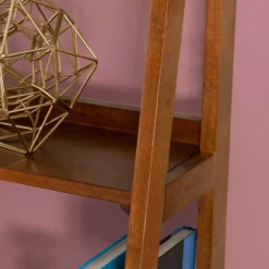 Presley Walnut 5-Shelf Ladder Bookcase -Home Furnishing Store 810543154 5