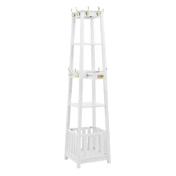 Cami White Wood Pyramid Hall Tree