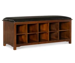Grant Dark Walnut 10-Cube Cushioned Wood Bench