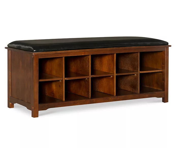 Grant Dark Walnut 10-Cube Cushioned Wood Bench 1 Grant Dark Walnut 10-Cube Cushioned Wood Bench
