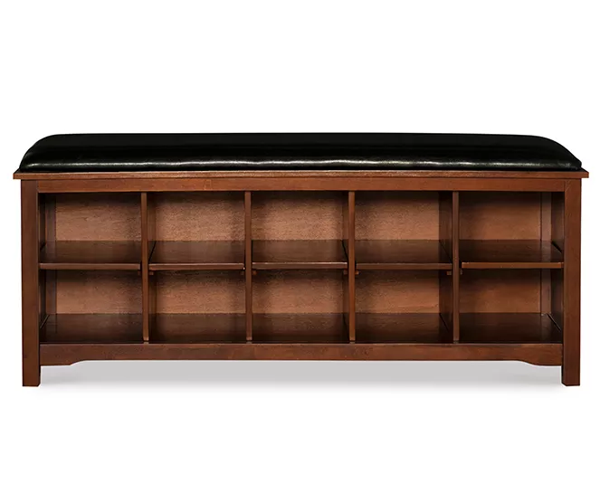 Grant Dark Walnut 10-Cube Cushioned Wood Bench 3 Grant Dark Walnut 10-Cube Cushioned Wood Bench - Image 3