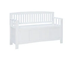 Jeanette White Slat Back Storage Bench