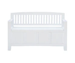 Jeanette White Slat Back Storage Bench -Home Furnishing Store 810543204 3