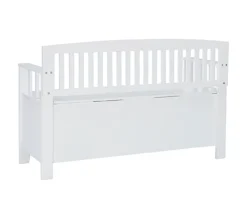 Jeanette White Slat Back Storage Bench -Home Furnishing Store 810543204 5