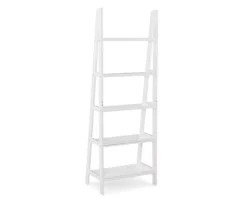 Boston White Wood 5-Shelf Ladder Bookcase -Home Furnishing Store 810543215 4