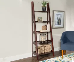 Boston Espresso 5-Shelf Wooden Ladder Bookcase -Home Furnishing Store 810543223 2