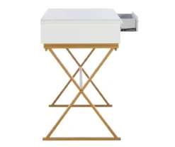 Glam White & Gold 2-Drawer Campaign Desk -Home Furnishing Store 810543228 A0 7