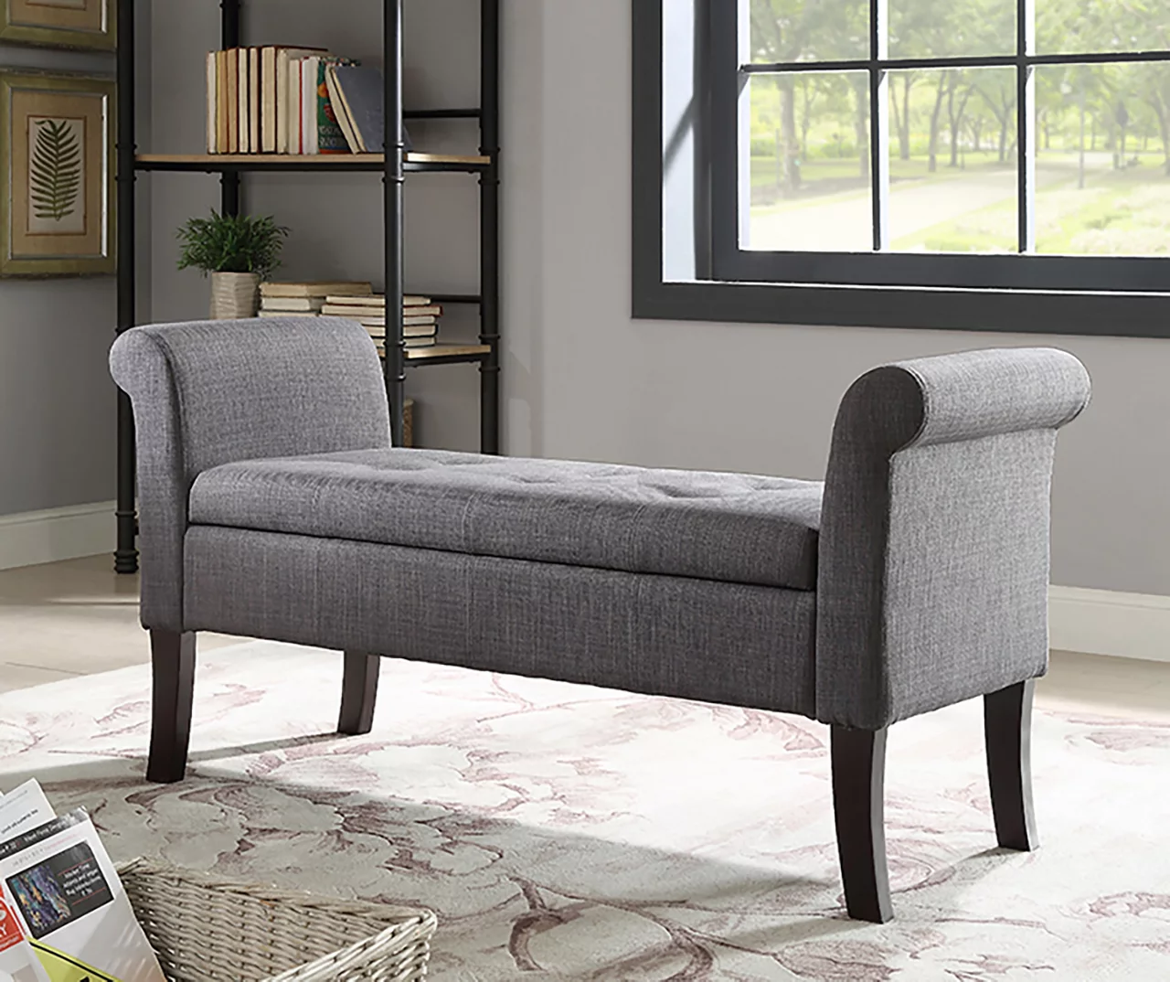 Emery Charcoal Tufted Fabric Storage Bench 2 Emery Charcoal Tufted Fabric Storage Bench - Image 2