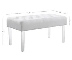 Marie Glitz White Tufted Linen Acrylic Leg Bench -Home Furnishing Store 810543267 A7
