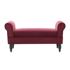 Elsie Berry & Dark Mahogany Upholstered Rolled Arm Bench -Home Furnishing Store 810543272 3