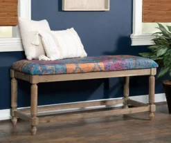 Moroccan Tapestry Upholstered Rustic Driftwood Bench 12 Moroccan Tapestry Upholstered Rustic Driftwood Bench -Home Furnishing Store 810543273 2
