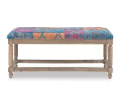 Moroccan Tapestry Upholstered Rustic Driftwood Bench 15 Moroccan Tapestry Upholstered Rustic Driftwood Bench -Home Furnishing Store 810543273 5