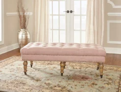 Claire Linen Upholstered Rolling Bench 15 Claire Linen Upholstered Rolling Bench -Home Furnishing Store 810543277 2