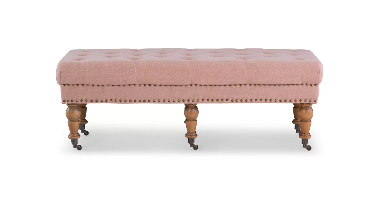 Claire Linen Upholstered Rolling Bench 9 Claire Linen Upholstered Rolling Bench - Image 9