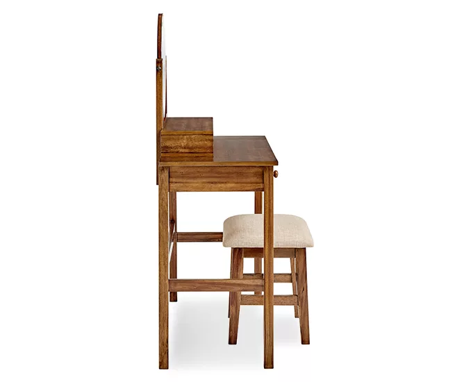 Laura 2-Piece Walnut & Beige 6-Drawer Tilting Mirror Vanity Set 3 Laura 2-Piece Walnut & Beige 6-Drawer Tilting Mirror Vanity Set - Image 3