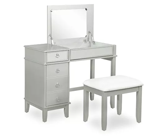 Jasmine 2-Piece White 1-Drawer Lifting Mirror Vanity Set 2 Jasmine 2-Piece White 1-Drawer Lifting Mirror Vanity Set - Image 2