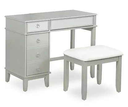 Jasmine 2-Piece White 1-Drawer Lifting Mirror Vanity Set 3 Jasmine 2-Piece White 1-Drawer Lifting Mirror Vanity Set - Image 3