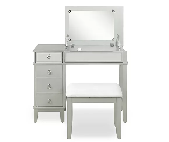 Jasmine 2-Piece White 1-Drawer Lifting Mirror Vanity Set 4 Jasmine 2-Piece White 1-Drawer Lifting Mirror Vanity Set - Image 4