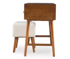 Merci 2-Piece White & Walnut 2-Drawer Lifting Mirror Vanity Set -Home Furnishing Store 810543353 4