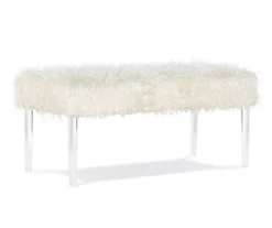 Cara White Faux Fur Acrylic Leg Bench -Home Furnishing Store 810543373 4