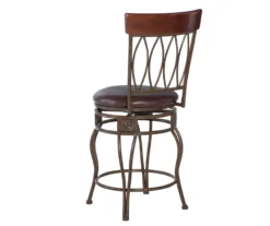 Carla Brown & Matte Bronze Faux Leather Swivel Counter Stool -Home Furnishing Store 810543375 3