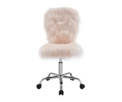 Comfort Home Blush Pink Faux Fur Swivel Chair -Home Furnishing Store 810543388 3