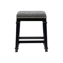 Clark Black & White Upholstered Tweed Backless Counter Stool -Home Furnishing Store 810543399 4