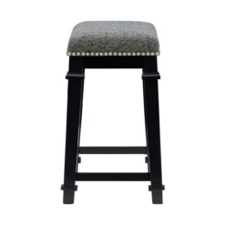 Clark Black & White Upholstered Tweed Backless Counter Stool -Home Furnishing Store 810543399 5