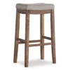 Brooke Gray & Rustic Brown Backless Nailhead Bar Stool